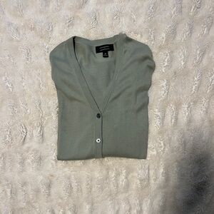 Banana Republic Sage Green V-Neck Sweater cardigan matching tank in closet!